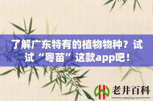 了解广东特有的植物物种？试试“粤苗”这款app吧！